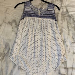 XS blue and white top